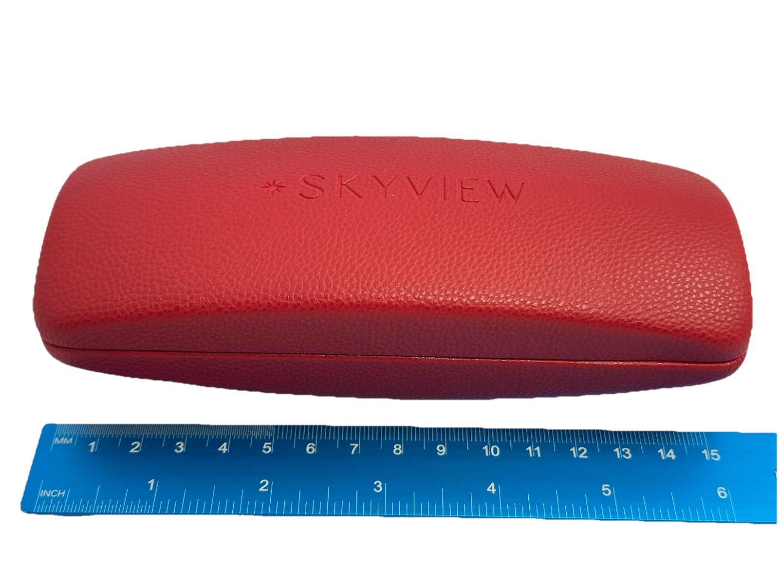 NEW Skyview Red Hard Clamshell Eyeglasses Case With Spring Hinge Cleaning Cloth