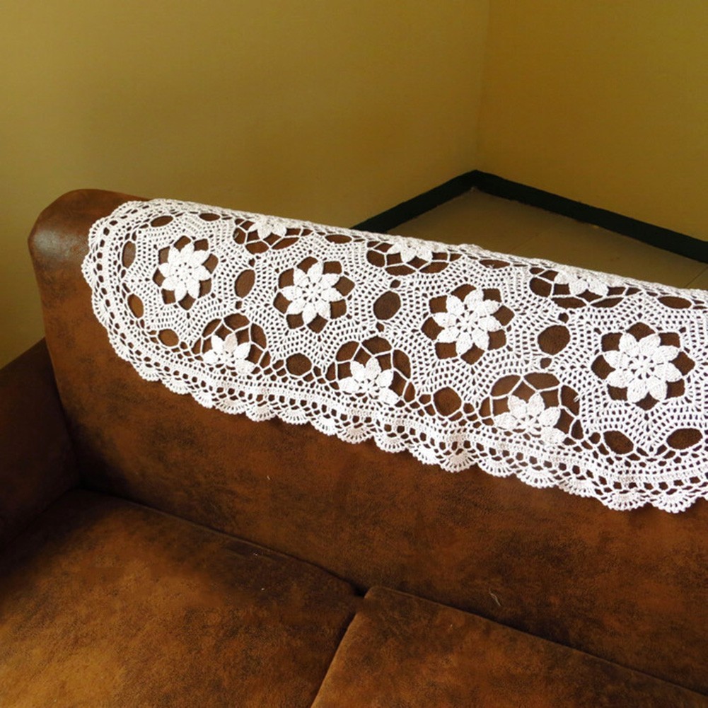 Handmade Placemat Cotton 30 x 45 cm Oval Crochet Table Mat for Home Use