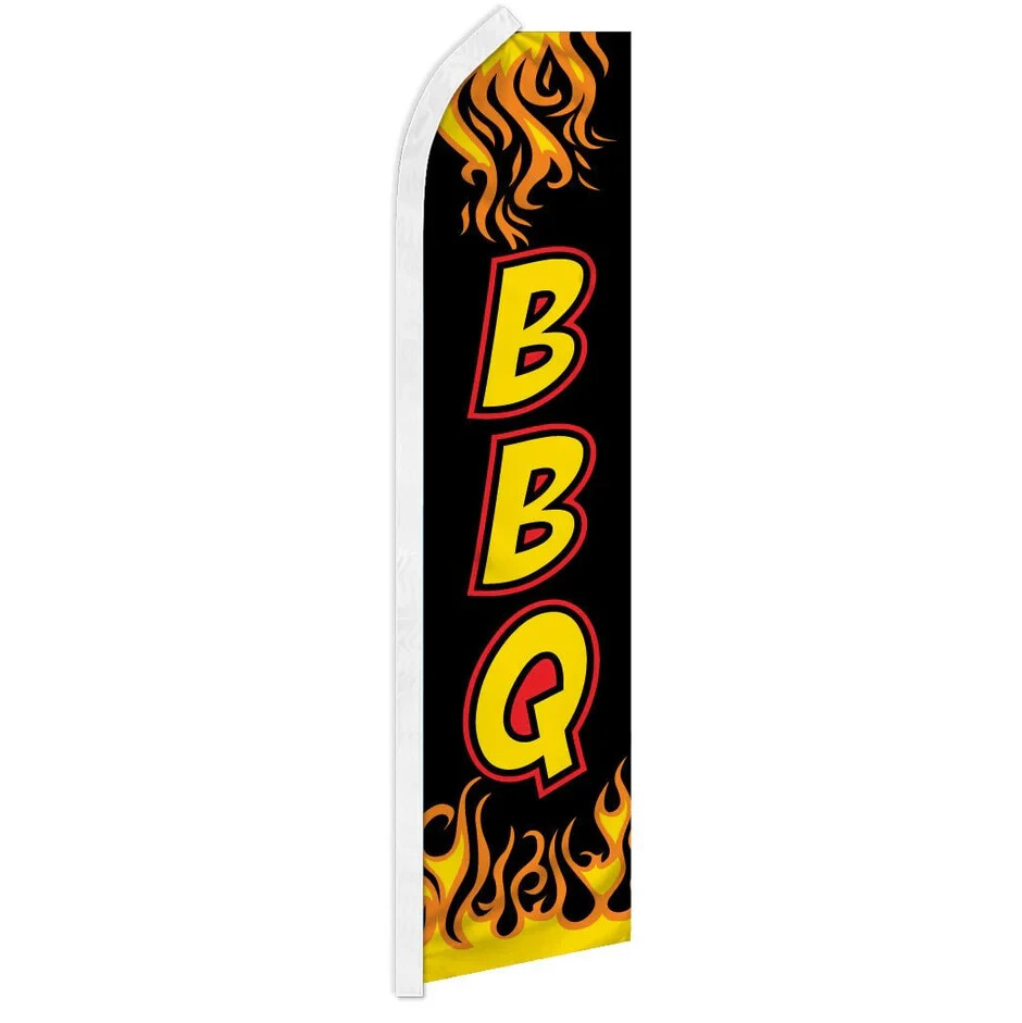 BBQ (Black) Swooper Flutter Feather Advertising BBQ Restaurant Food Banner Flag