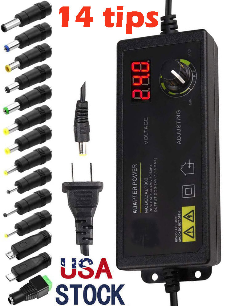 60W Power Supply Adjustable DC 3V~24V Variable Universal Switching AC/DC Adapter
