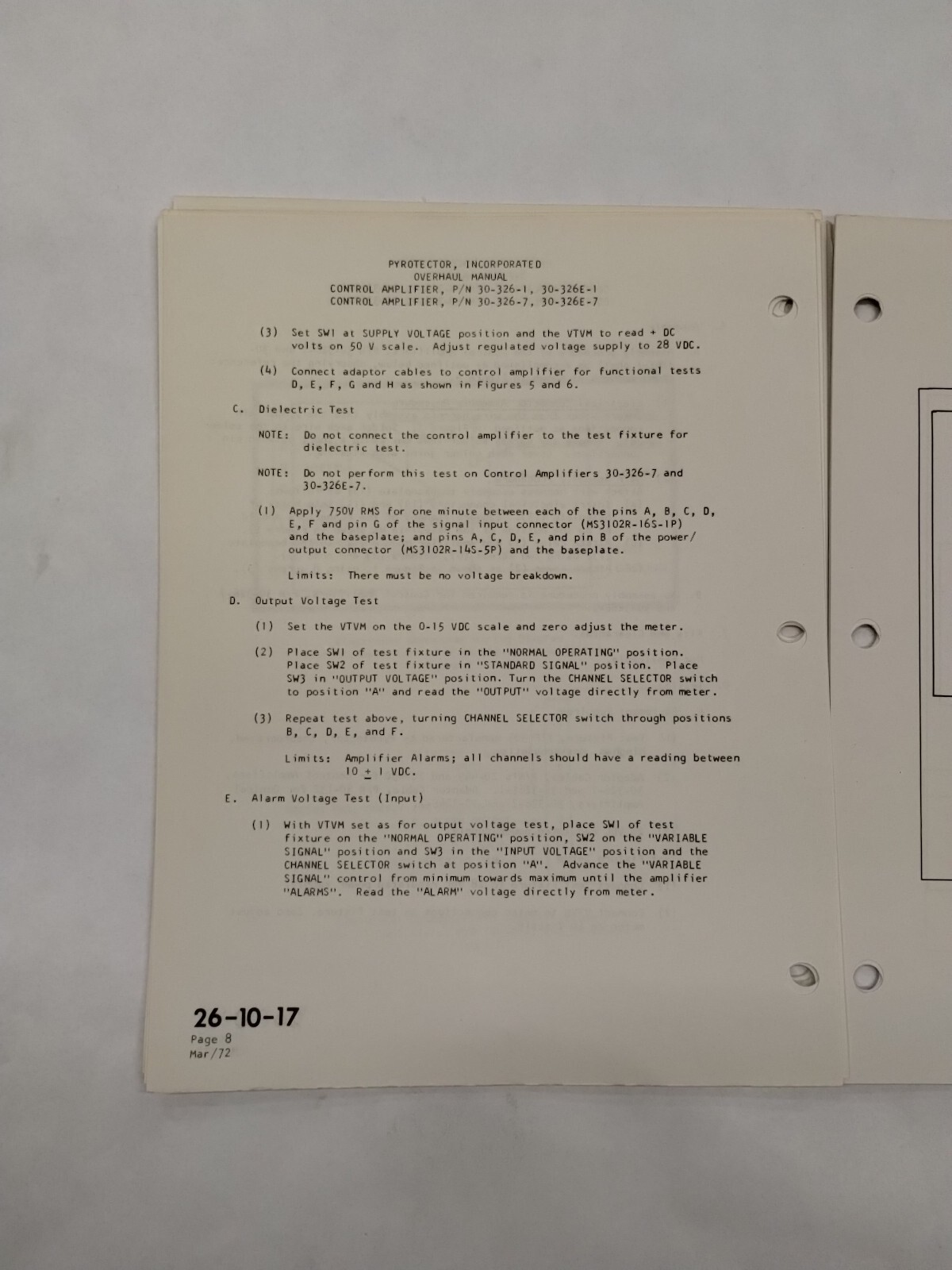 Pyrotector Incorporated Control Amplifiers Overhaul Manual-Original