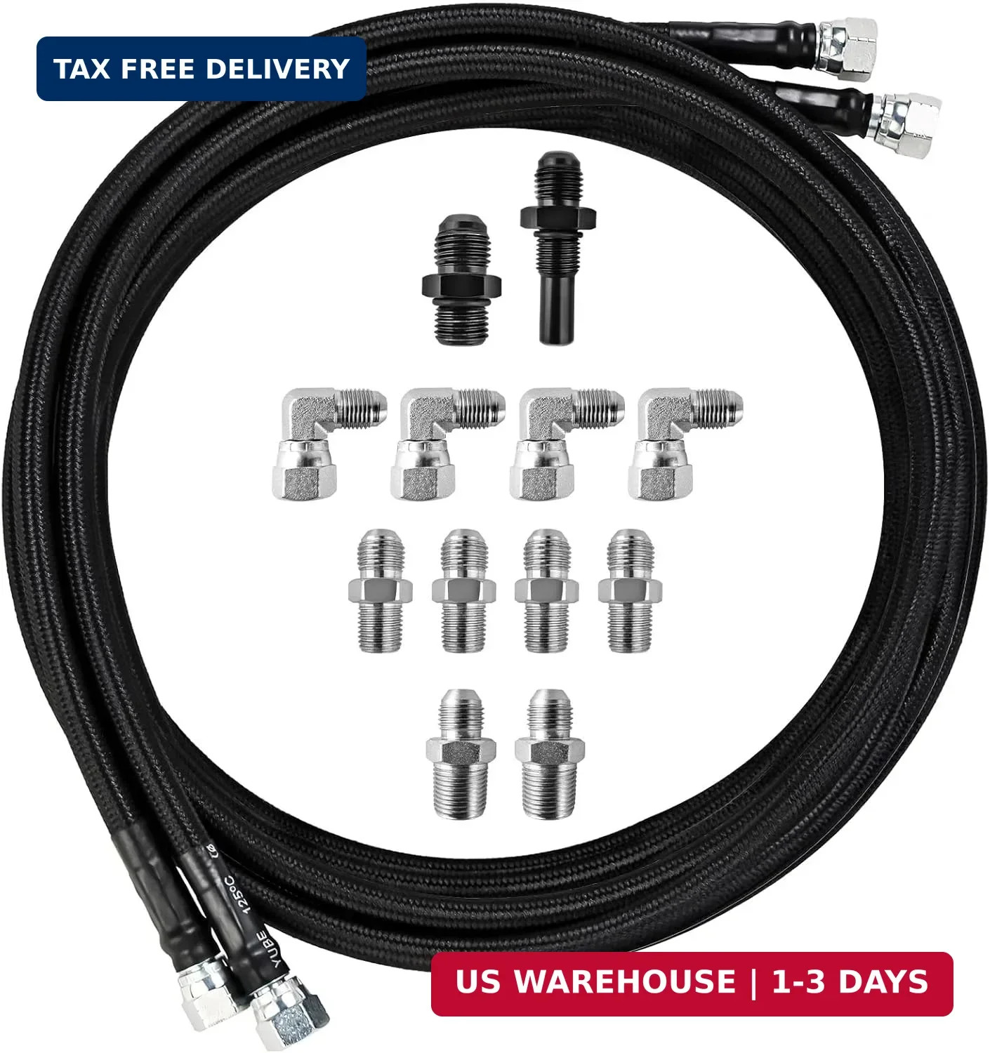 Transmission Cooler Lines - Upgraded 6AN 70-inch Automotive Replacement Black Ny