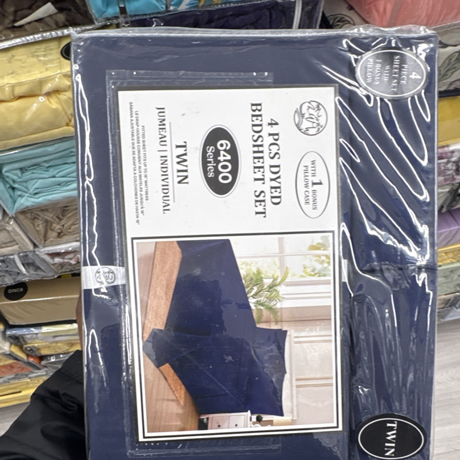Twin 4 Piece Sheet Set 6400 Series Solid Navy Blue Bedroom Bedding