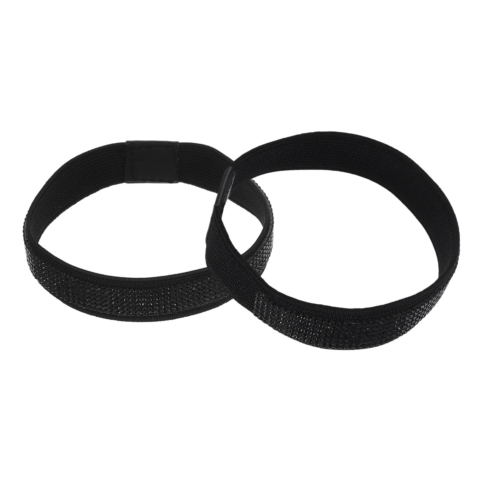 1 Pair High Heels Shoe Straps Shoe Band, Black, Black Rhinestone