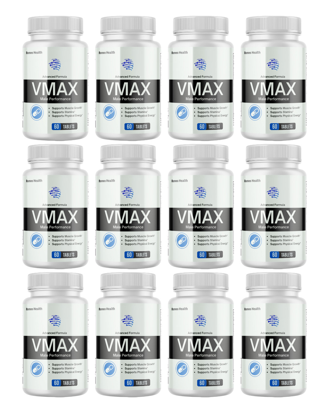 (12 Pack) Vmax Male Performance Advanced Formula for Men, Stamina & Energy
