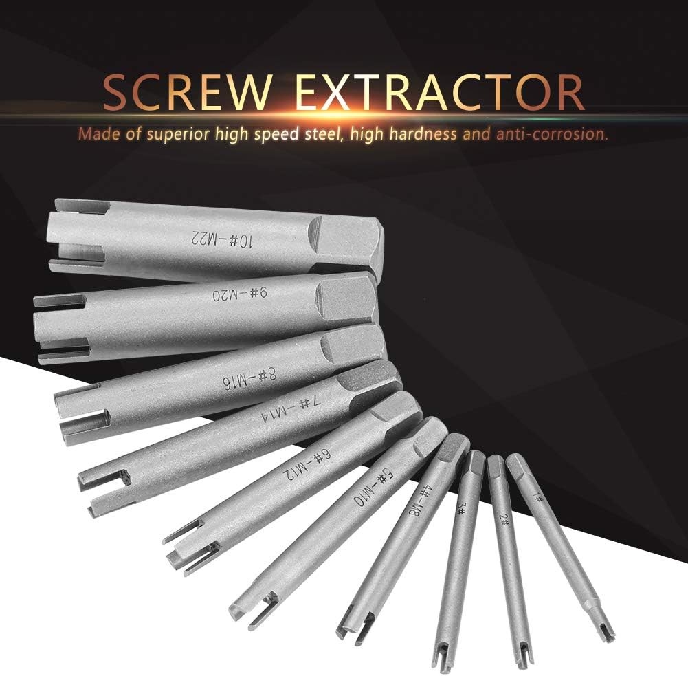 10 Pcs Tap Extractor Set Broken Head Screw Remover Steel Tool...