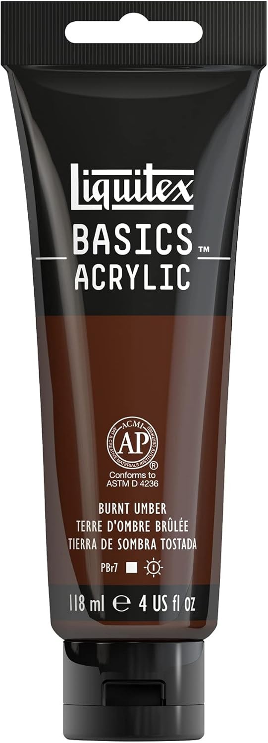 Liquitex BASICS 4oz Acrylic Paint Burnt Umber Tube