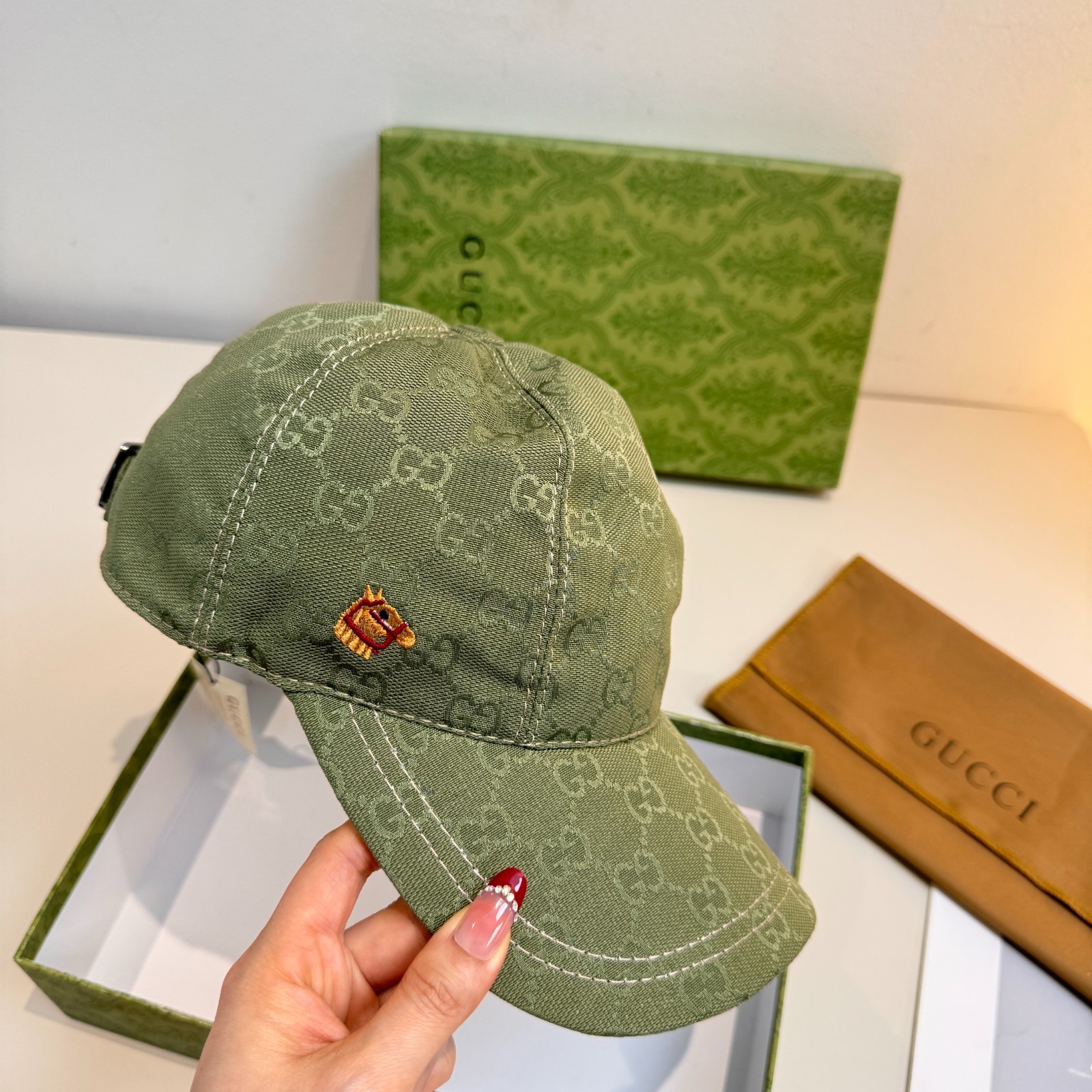 Moncler Unisex Embroidered Green Baseball Cap