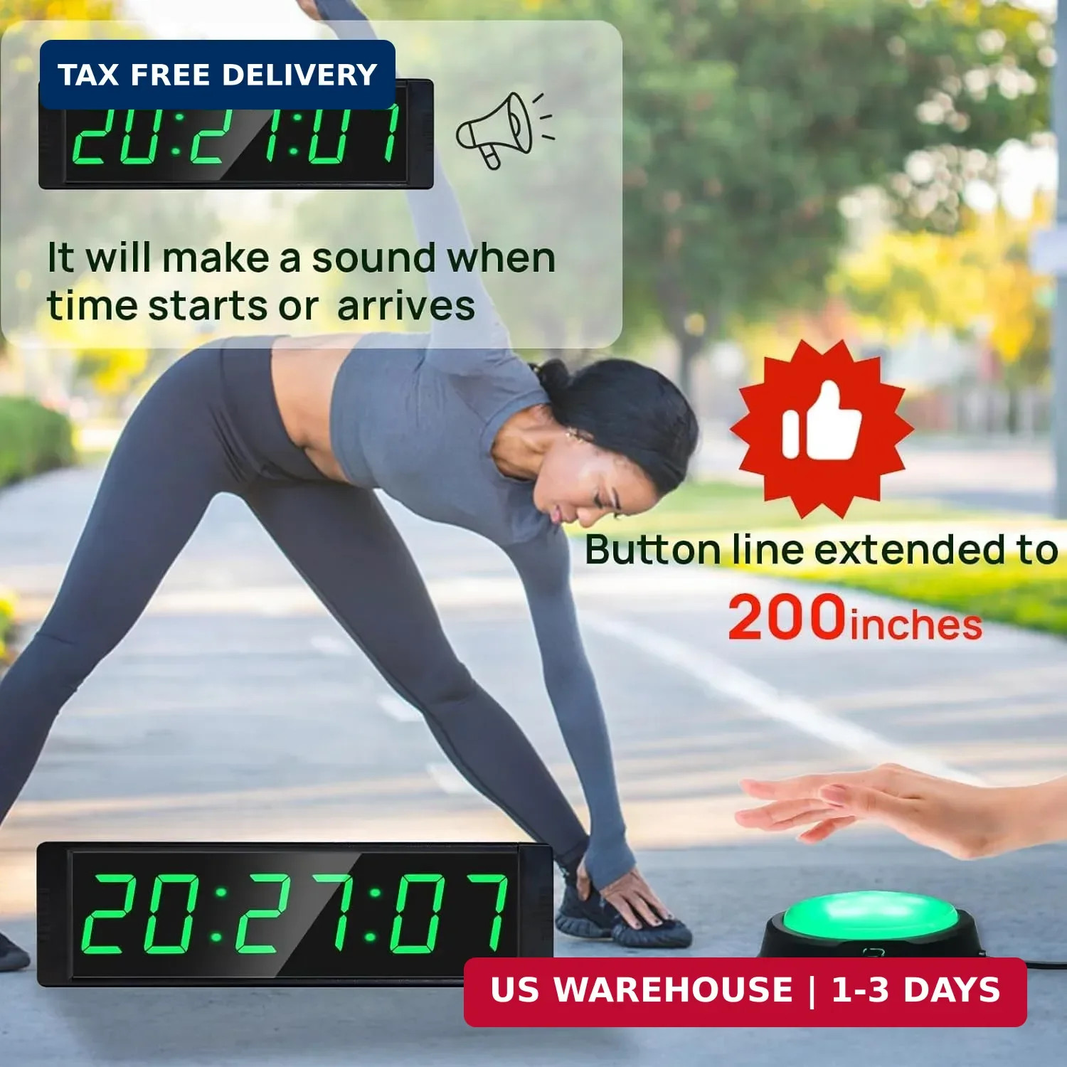 Gym Clock for Home Gym with Start/Stop Button, Interval Timer for Workout, Stopw