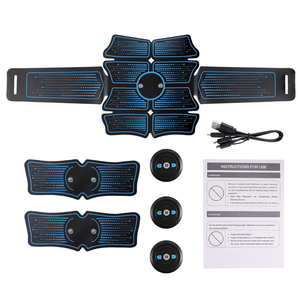 USB Electric Core Trainer Abdominal Muscle Toner Toning Stimulator Machine Set