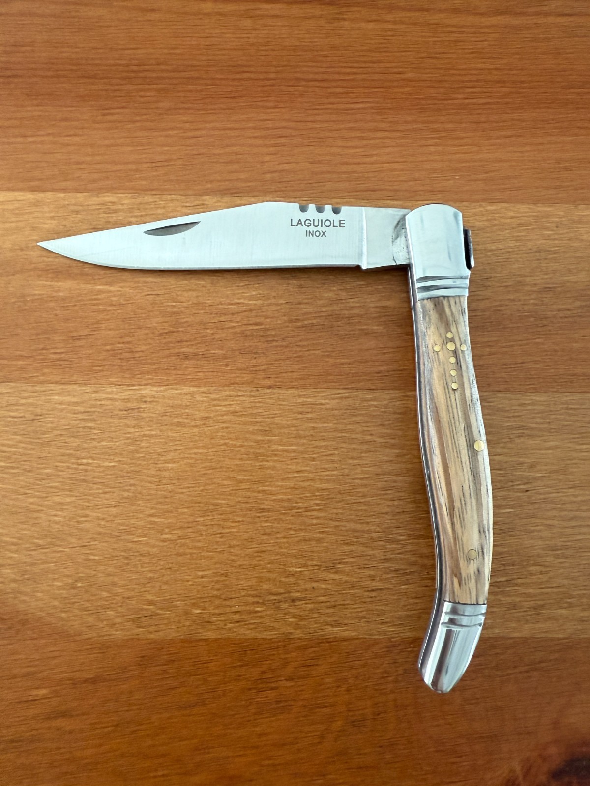 3.9” Stainless Steel Blade Navaja Laguiole Inox Pocket Knife Olive Wood Scales