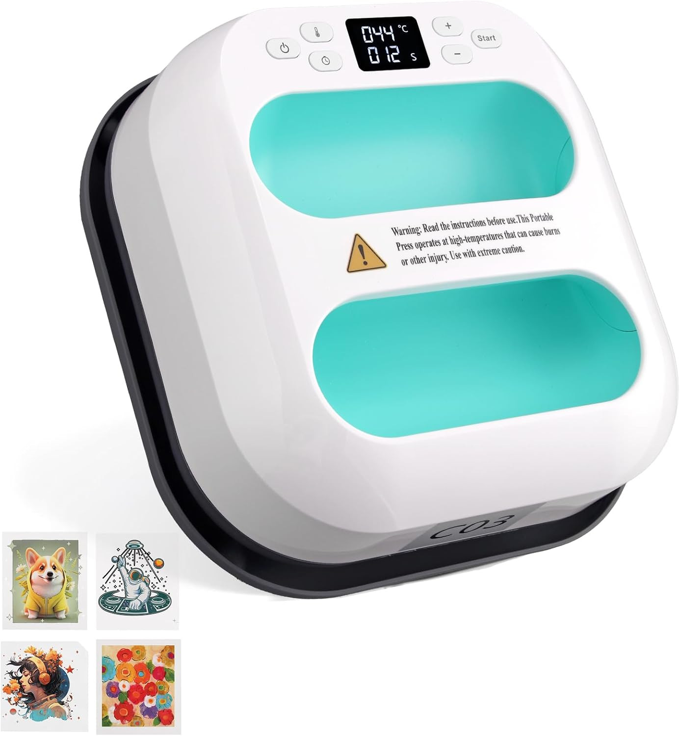 Esynic Hand Held Heat Press Machine 9X9 Inch-Digital T-Shirt Press with Ceramic