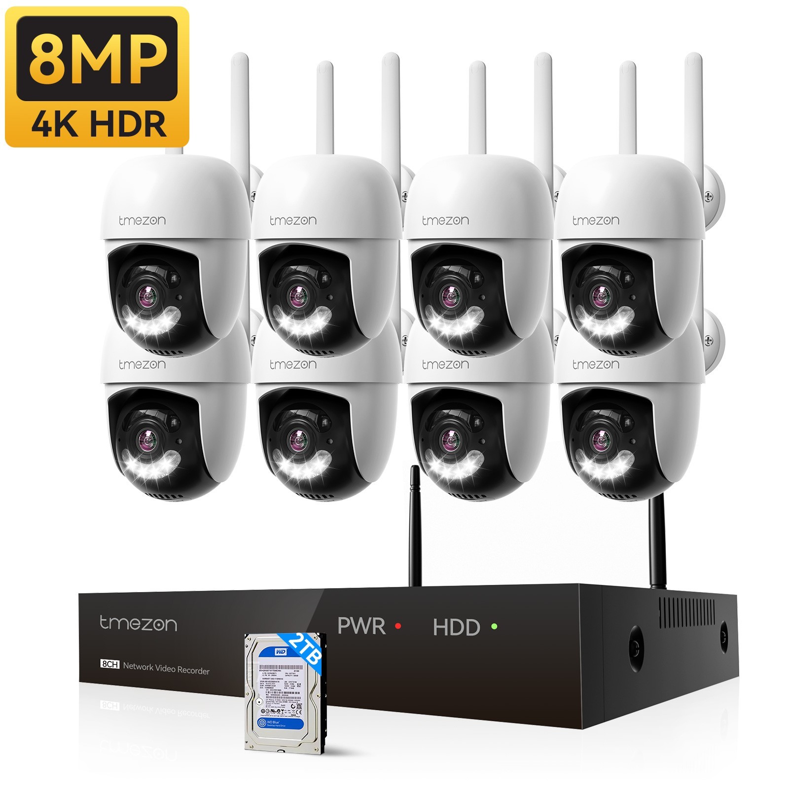 10CH NVR 8MP WiFi Outdoor Wireless Security Camera System CCTV 2TB Night Vision