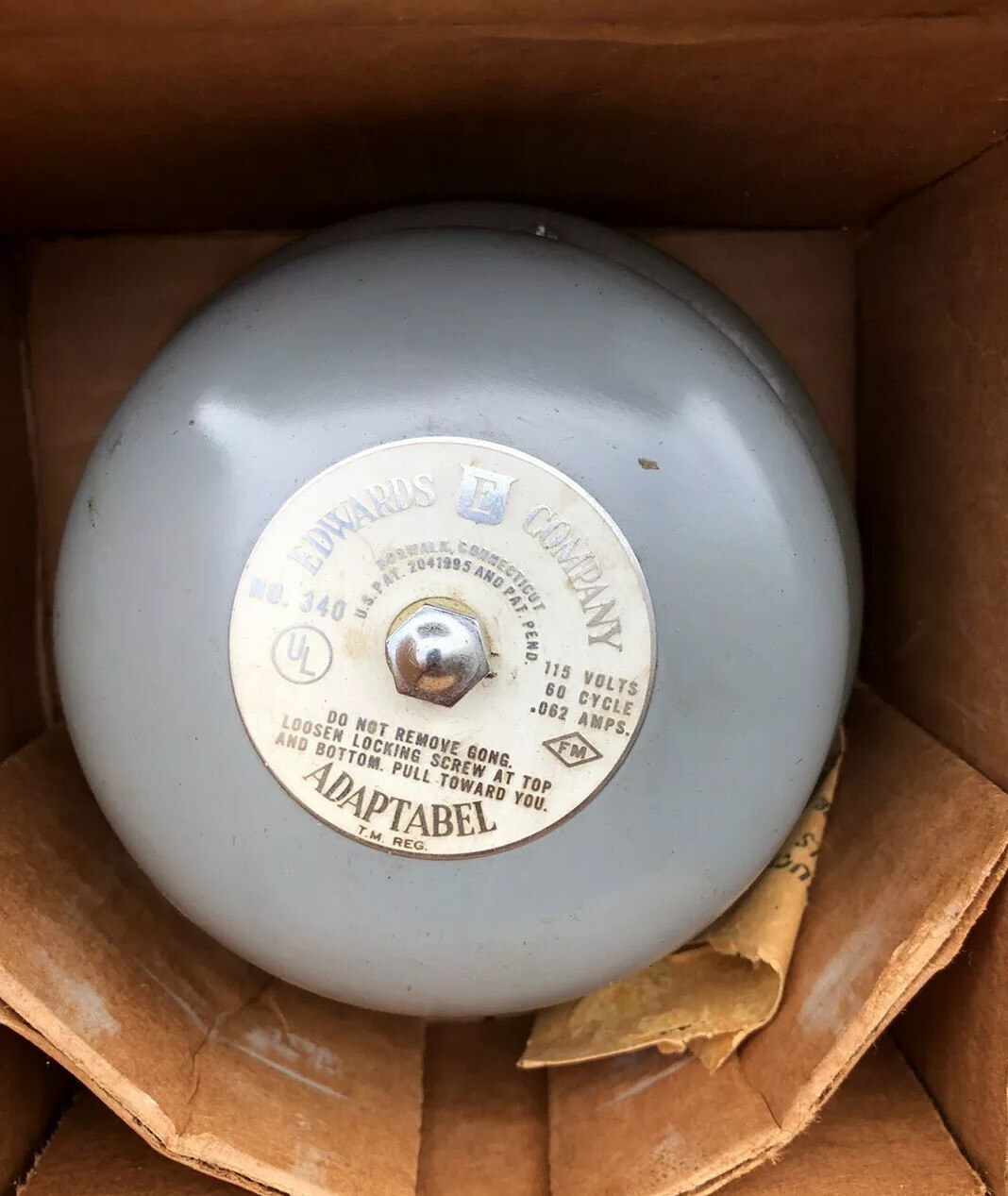 EDWARDS  ADAPTABEL Bell Alarm NO. 340  115 VOLTS 60 CYCLE .062 AMPS