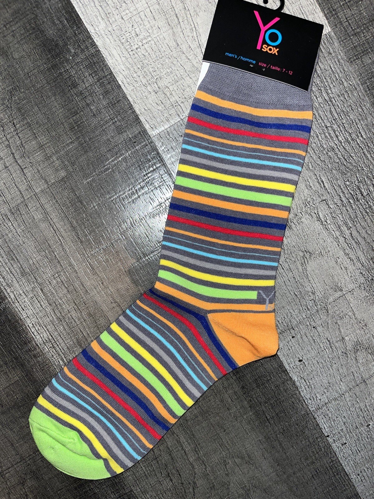 YO SOX MULTI STRIPES NOVELTY DESIGN CREW SOCKS MENS LARGE
