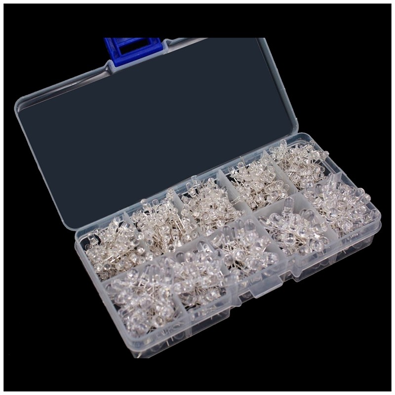300pcs 3mm/5mm Light Emitting Diode LED Lamp Assorted Kit White Red Green B EBNG