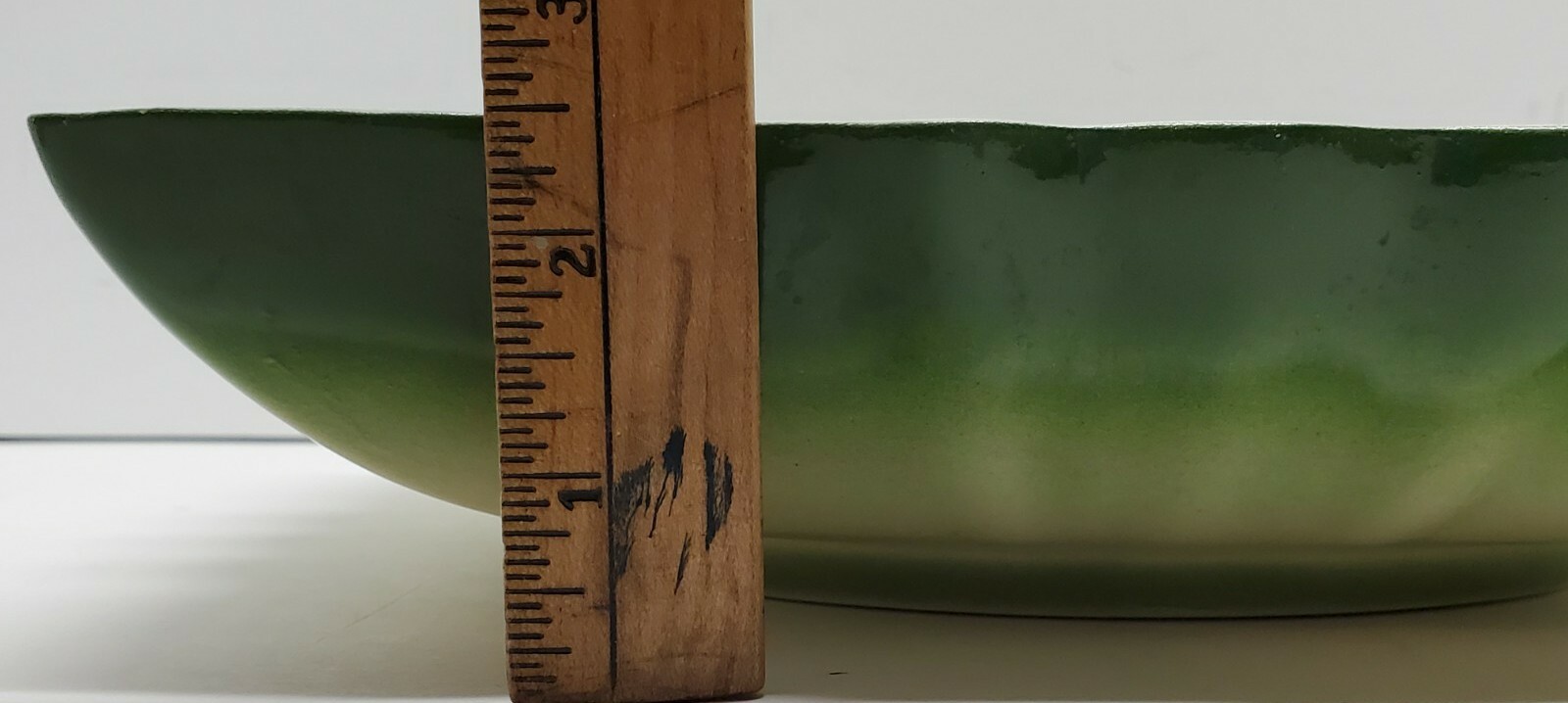 Vtg Retro Cucumber Green Scalloped Ceramic Flower Bulb Planter Dish Rectangular