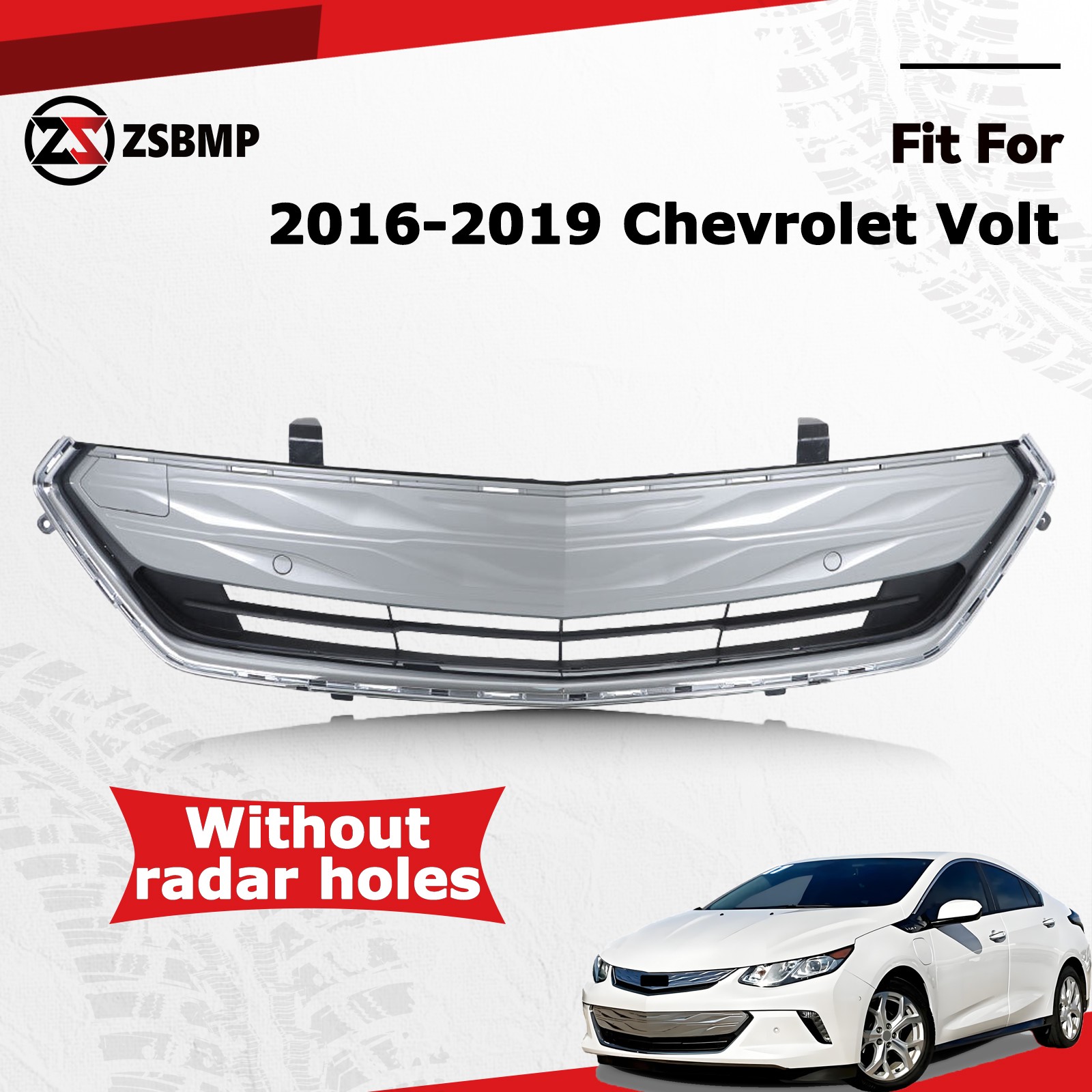 Front Lower Bumper Grille For 2016-2019 Chevy Volt LT / Premier W/O radar holes