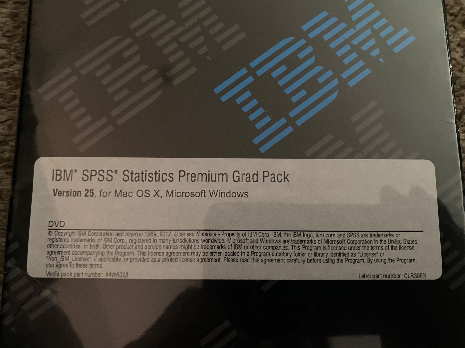 IBM SPSS Statistics Premium Grad Pack Vers 25 for Mac OS X Microsoft Windows NEW