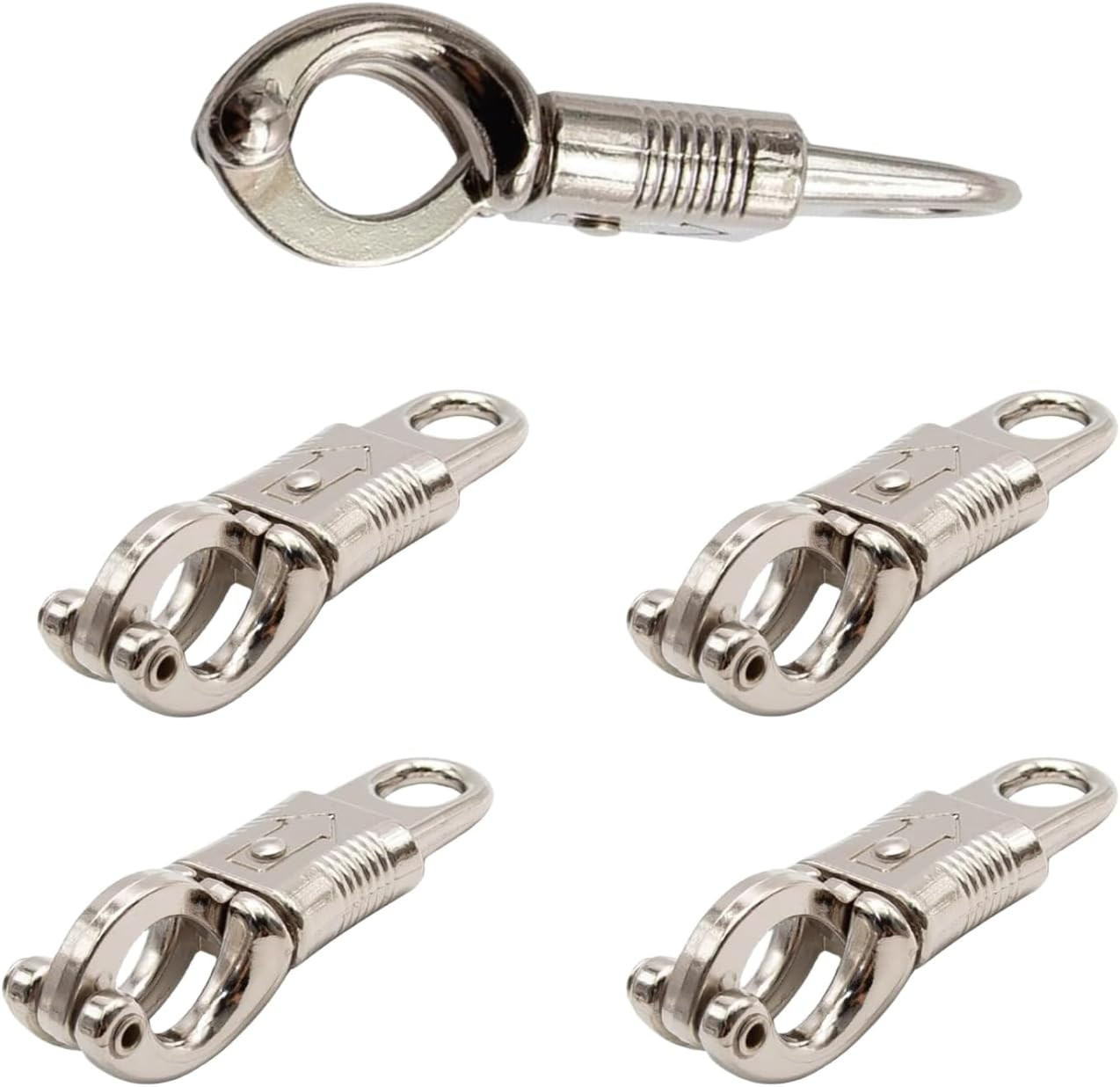 5 Pcs Nickel Plated Quick Release Panic Snap with Fixed-Eye for Get Back Whips R