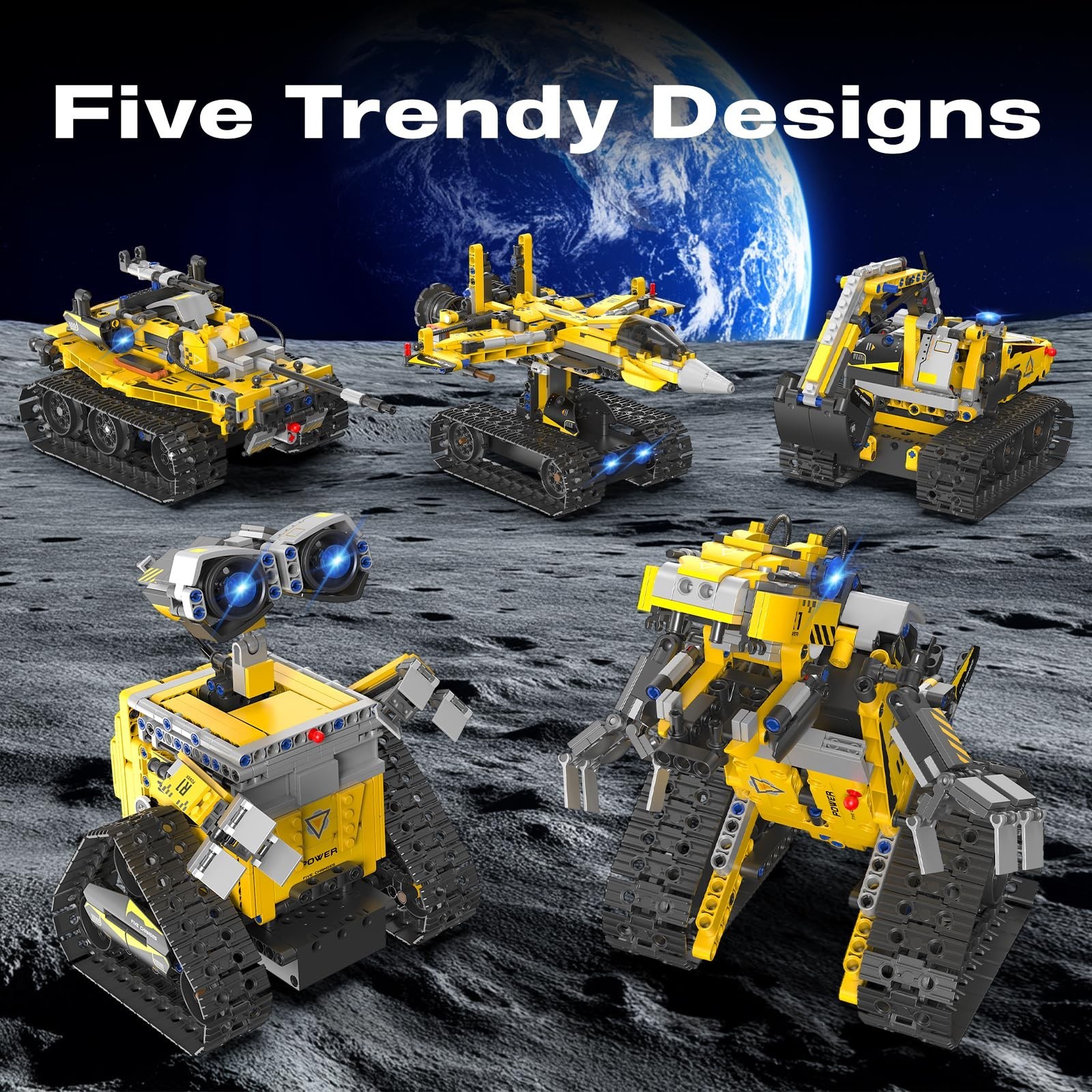 5-in-1 Remote Control Robot Building Kit, 724 Pcs Buildable Model Engineering...