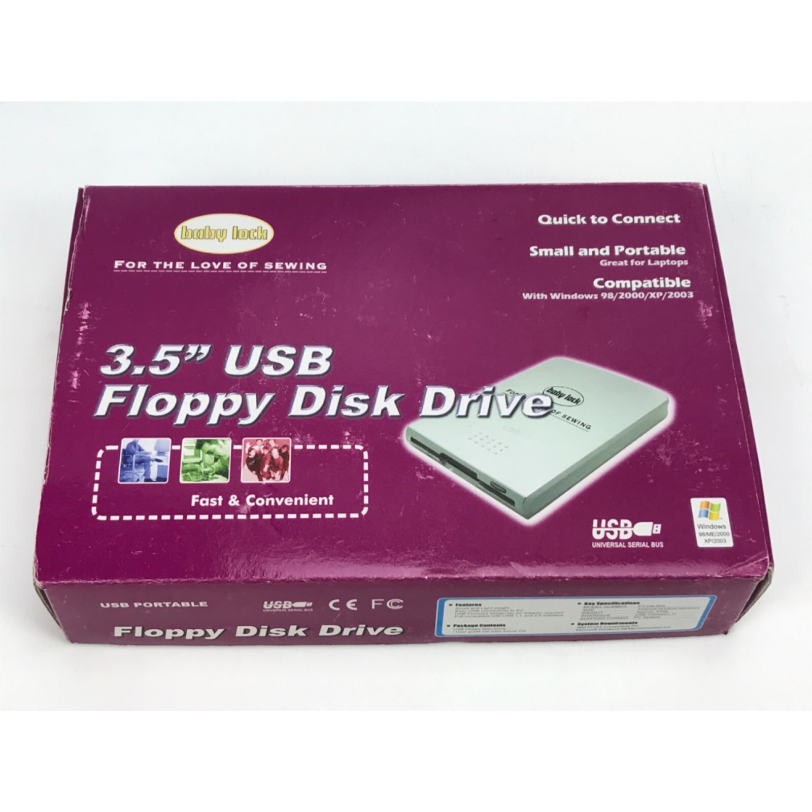 Baby Lock FT-CN-603 USB 3.5" Floppy Disk Drive Windows 98/2000/XP Compatible