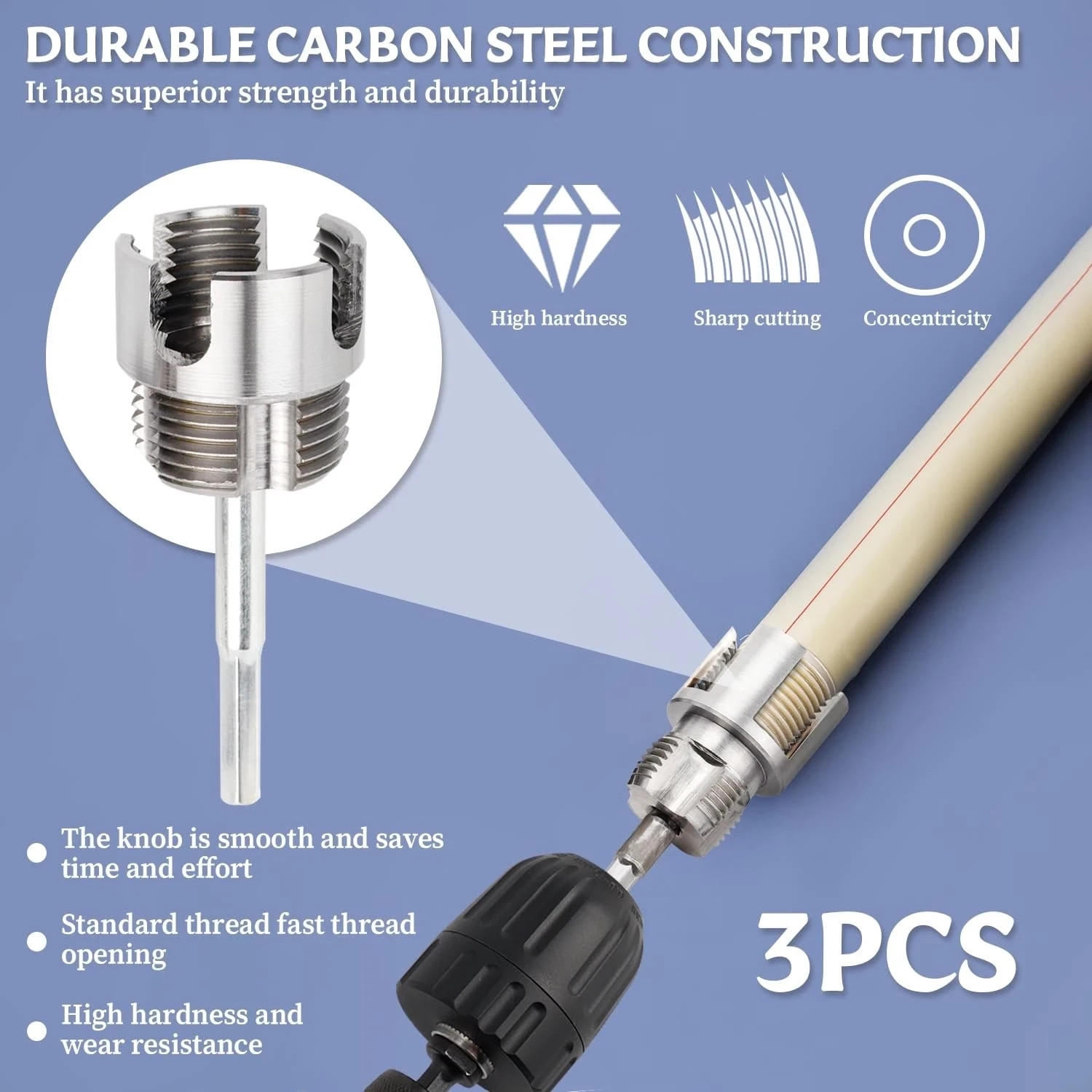 3Pcs Integrated Internal & External Pipe Threading Tool, Dual-Function Pipe