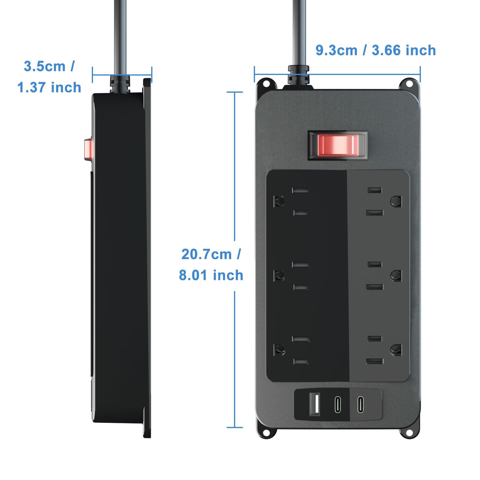 Outdoor Power Strip with USB C, Heavy Duty Waterpoof Surge Protector with 6 O...