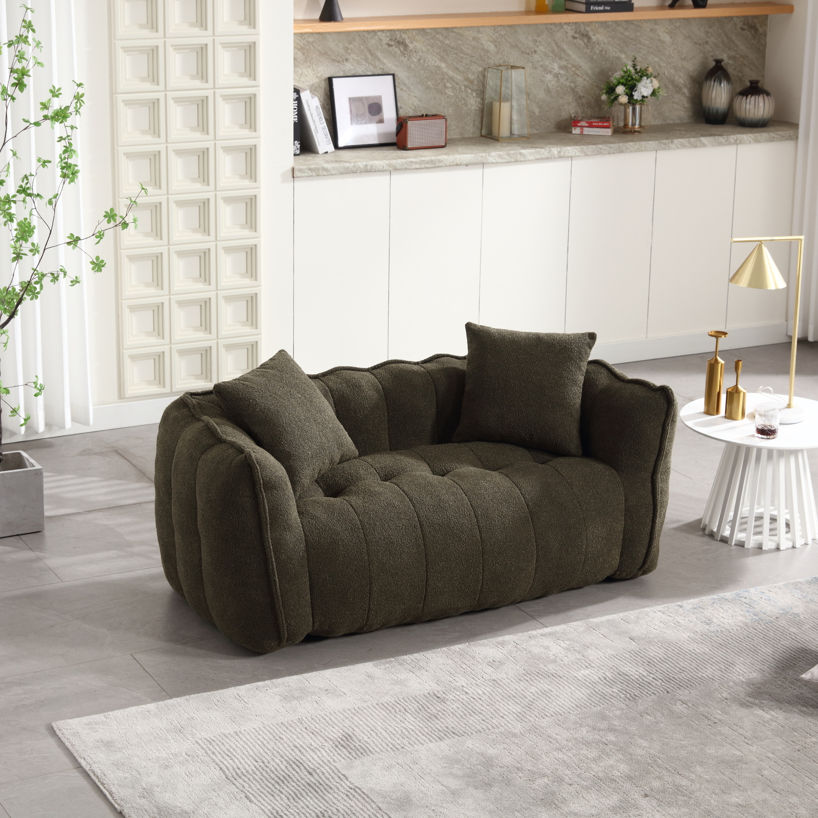 Bean Bag Sofa with high resilience foam core BeanBag Chair 2 people Olive+Green