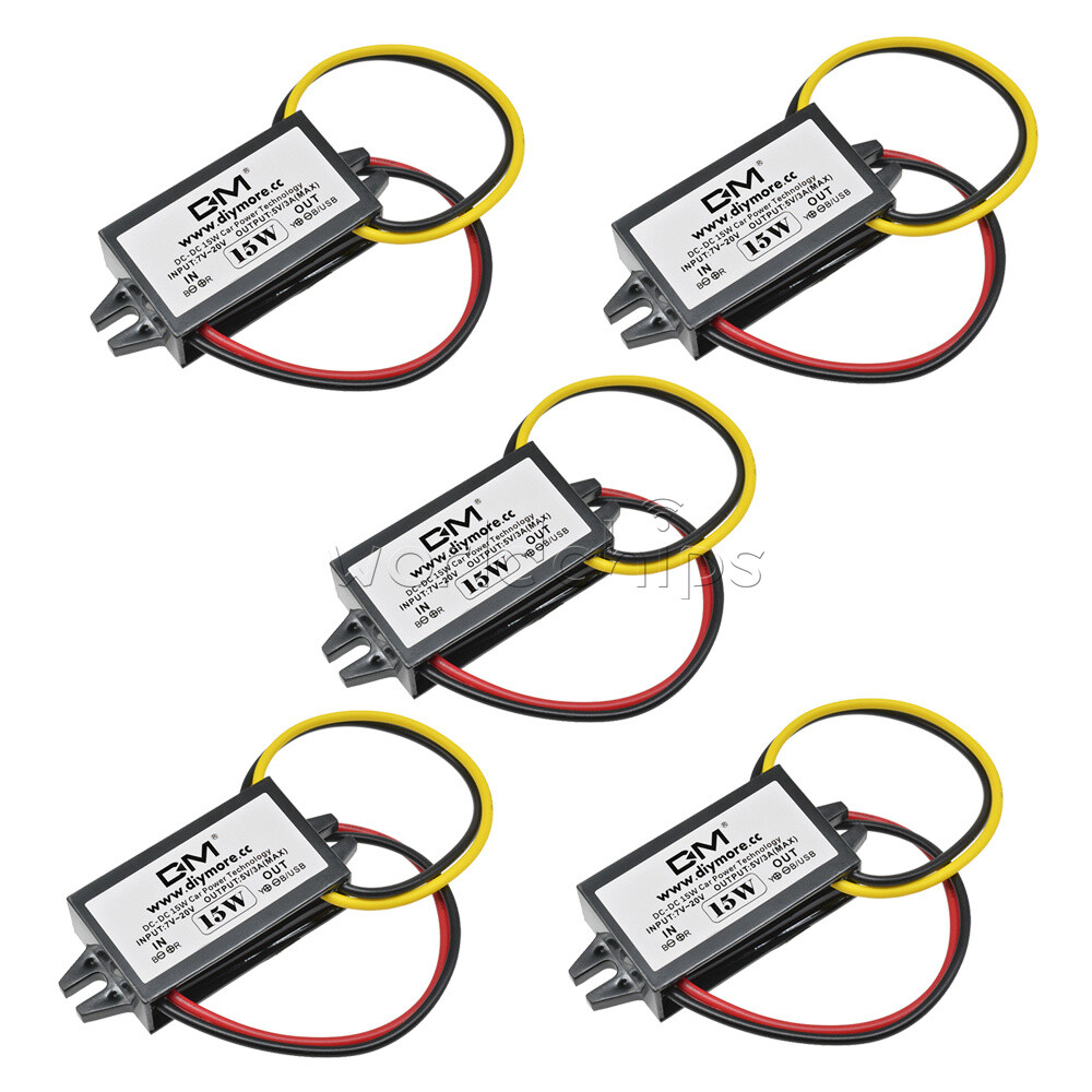 1-10PCS 12V to 5V 3A 15W Regulator Step-Down Converter Power Supply Without USB