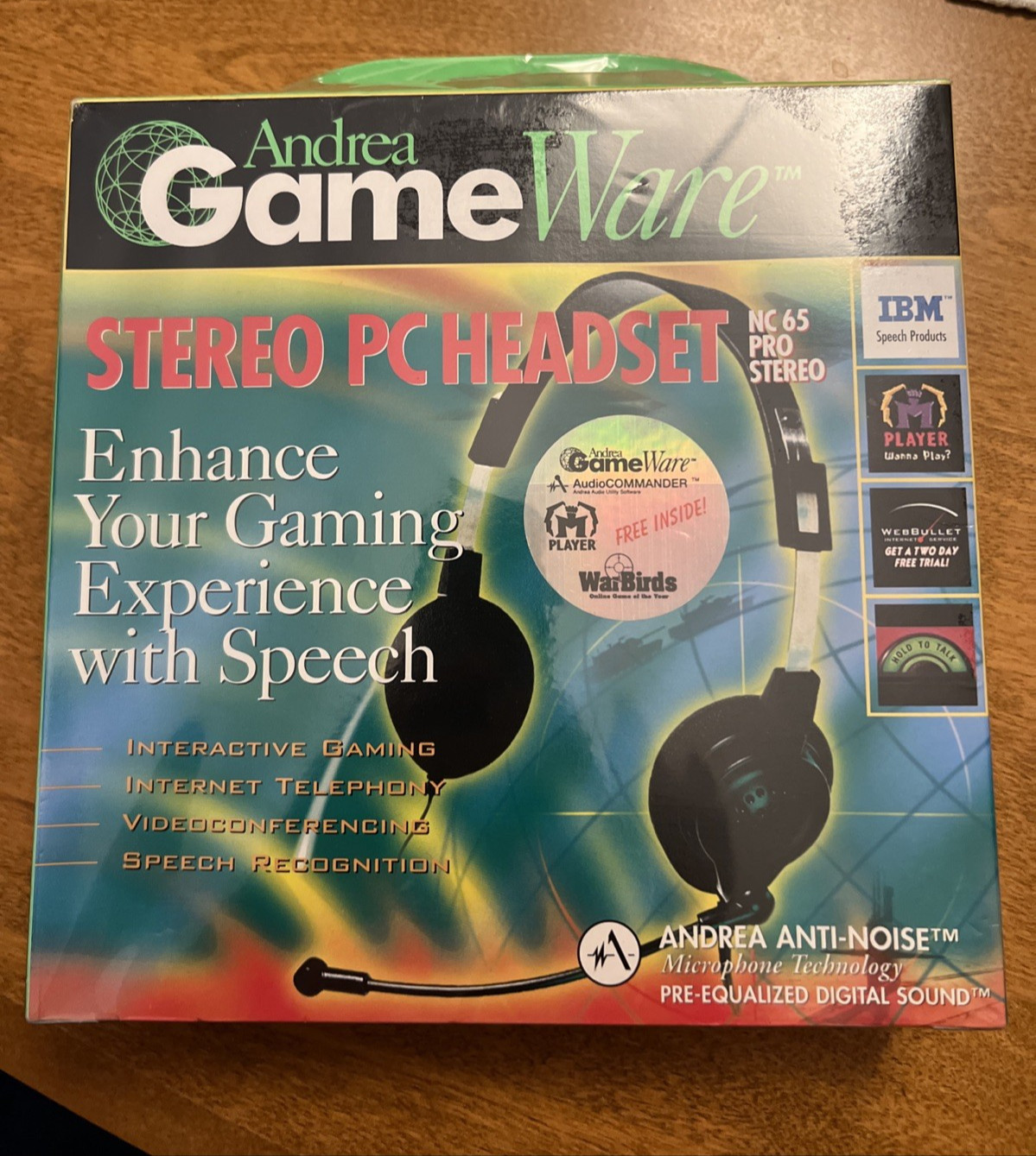Sealed Vintage PC -  Andrea GameWare - PC Stereo Headset