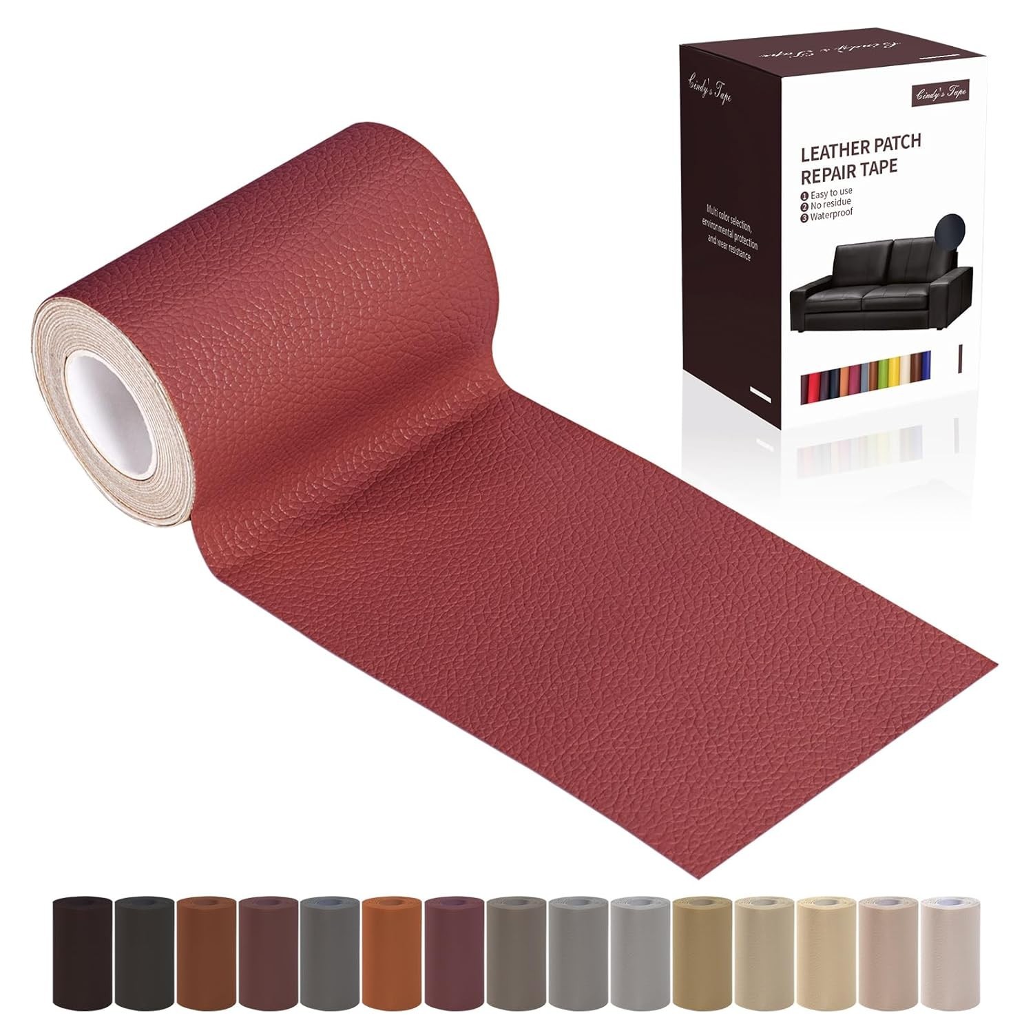 Leather Repair Patch Tape, Claret Burgundy 3 X 61 Inches Self Adhesive Leather R