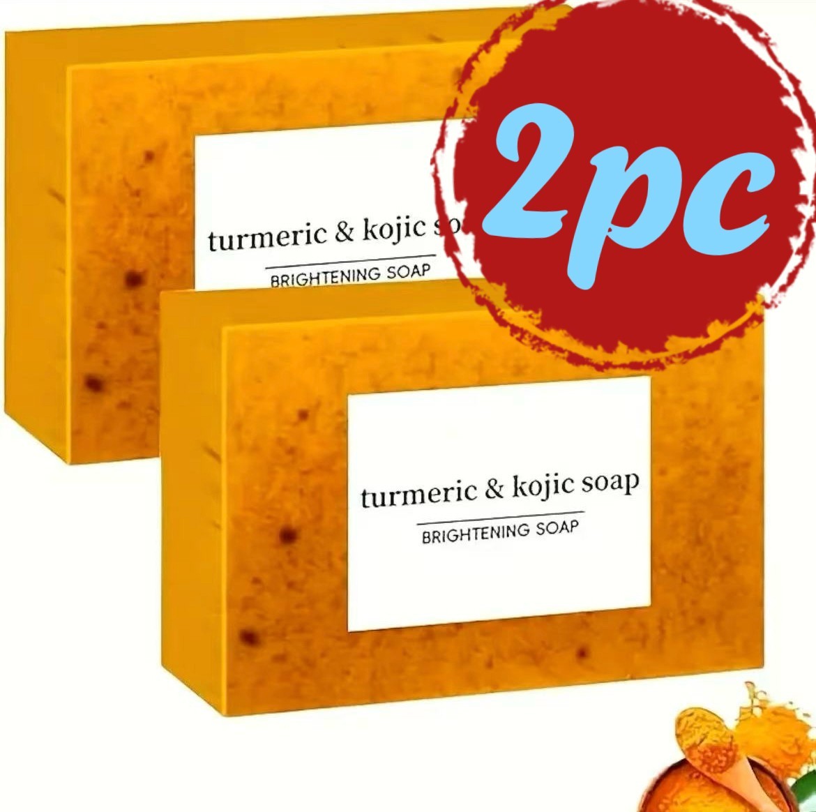 2-Pack Turmeric Glow Soap Bar - Lemon & Kojic Acid, Removing Dark Spots
