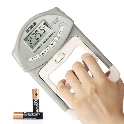 Grip Strength Tester, Hand Grip Dynamometer, Electronic Handgrip Grey 198Lbs