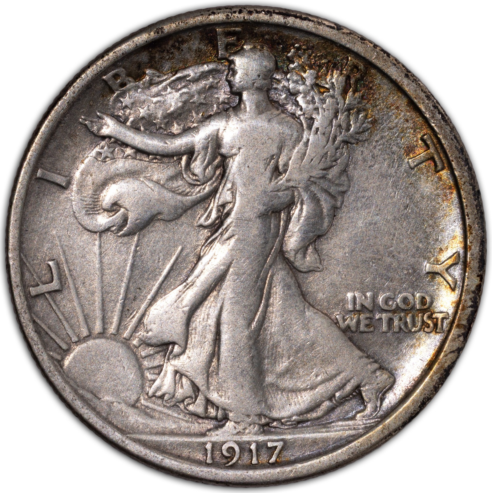 1917-P VF+ Walking Liberty Half Dollar 50C Philadelphia Very FIne