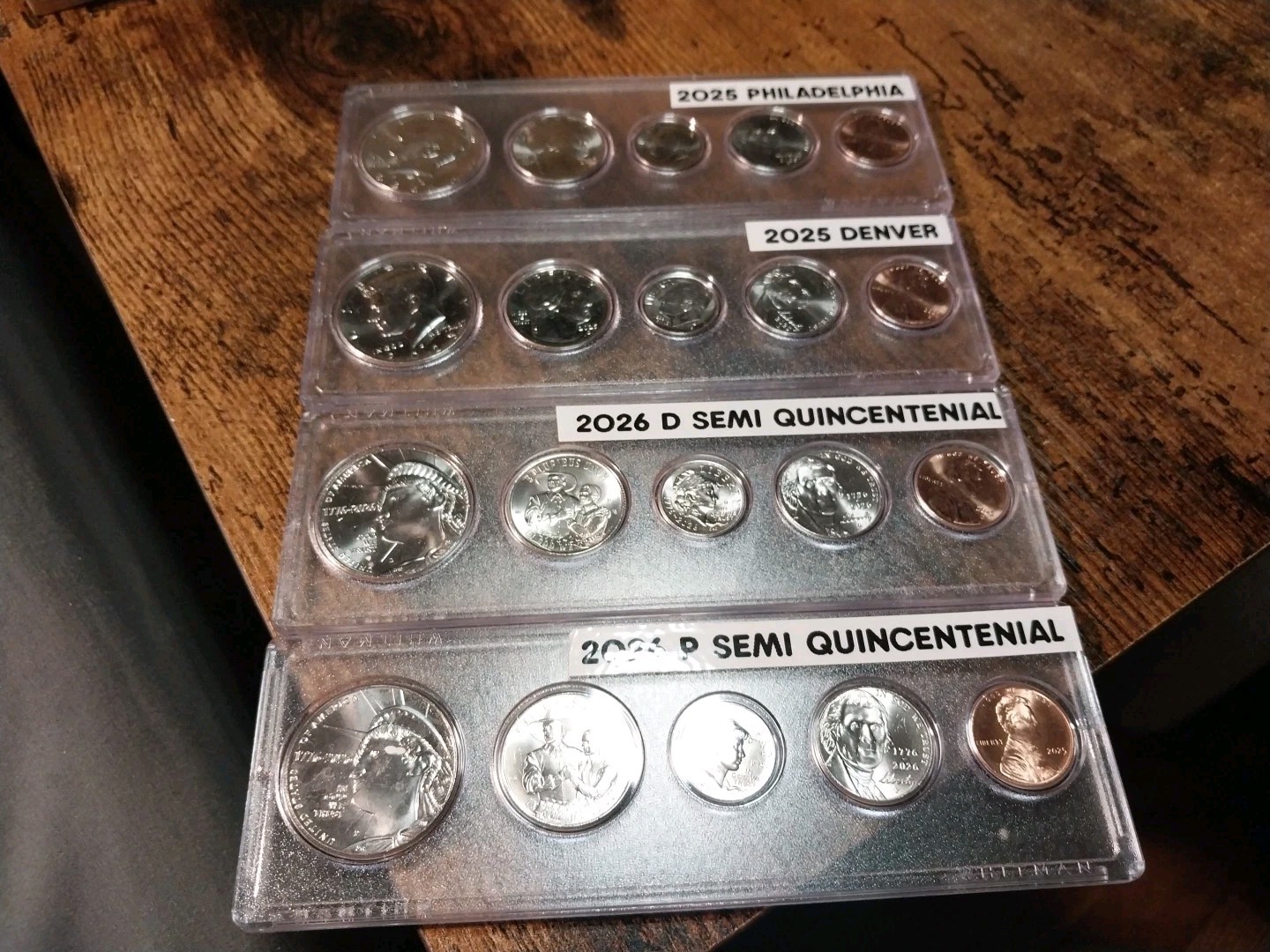 2025 and 2026 mint Sets P AND D in holders with labels 2 years with 2025 cent