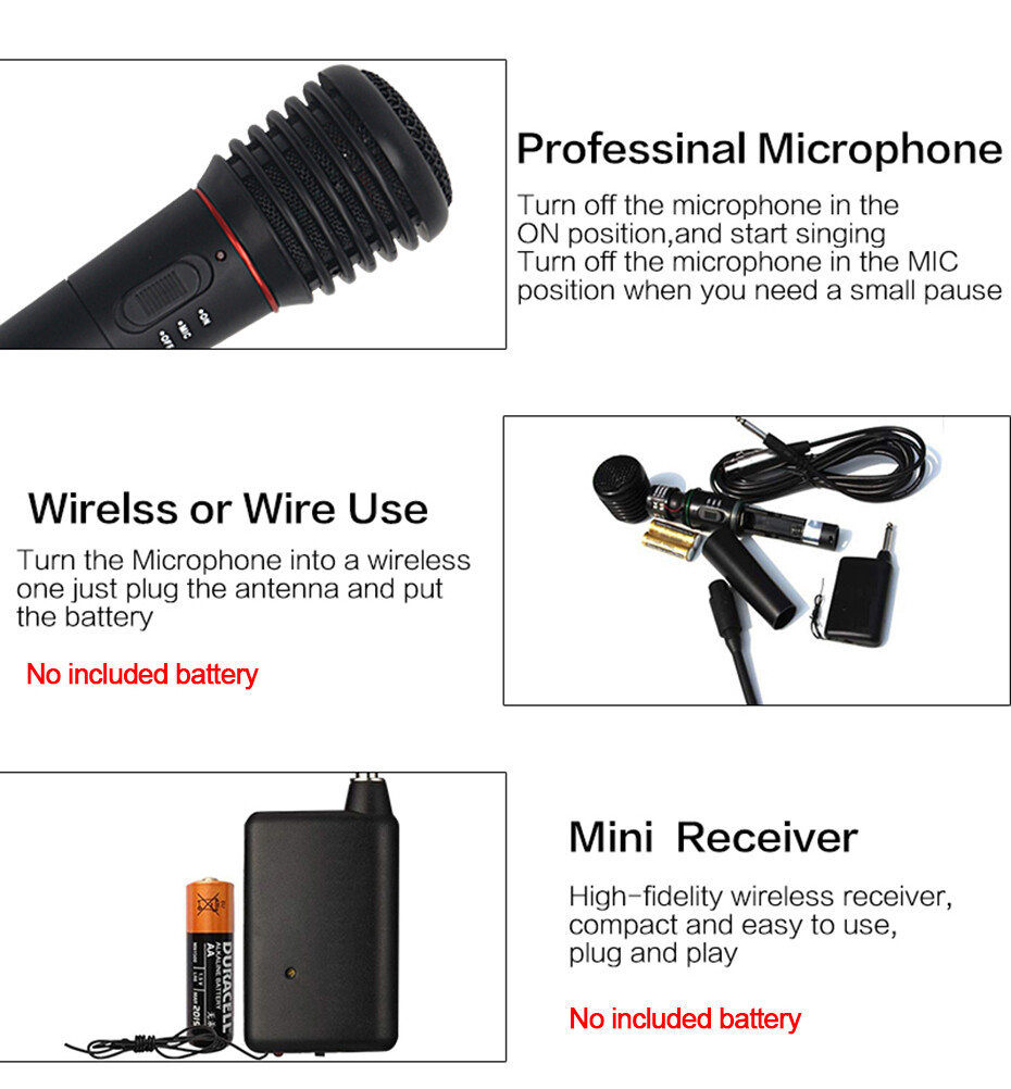 Karaoke Microphone Handheld Professional Wired/Wireless Dynamic Part Vocal Music