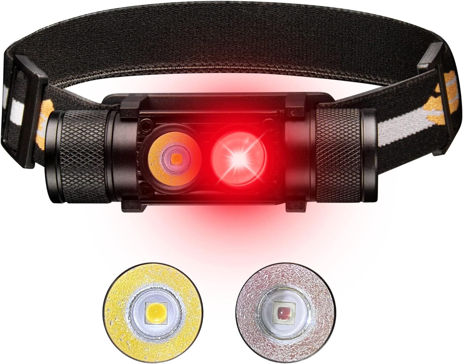 Rechargeable White And Red Led Headlamp 500Lm Usb C Waterproof 90 Cri