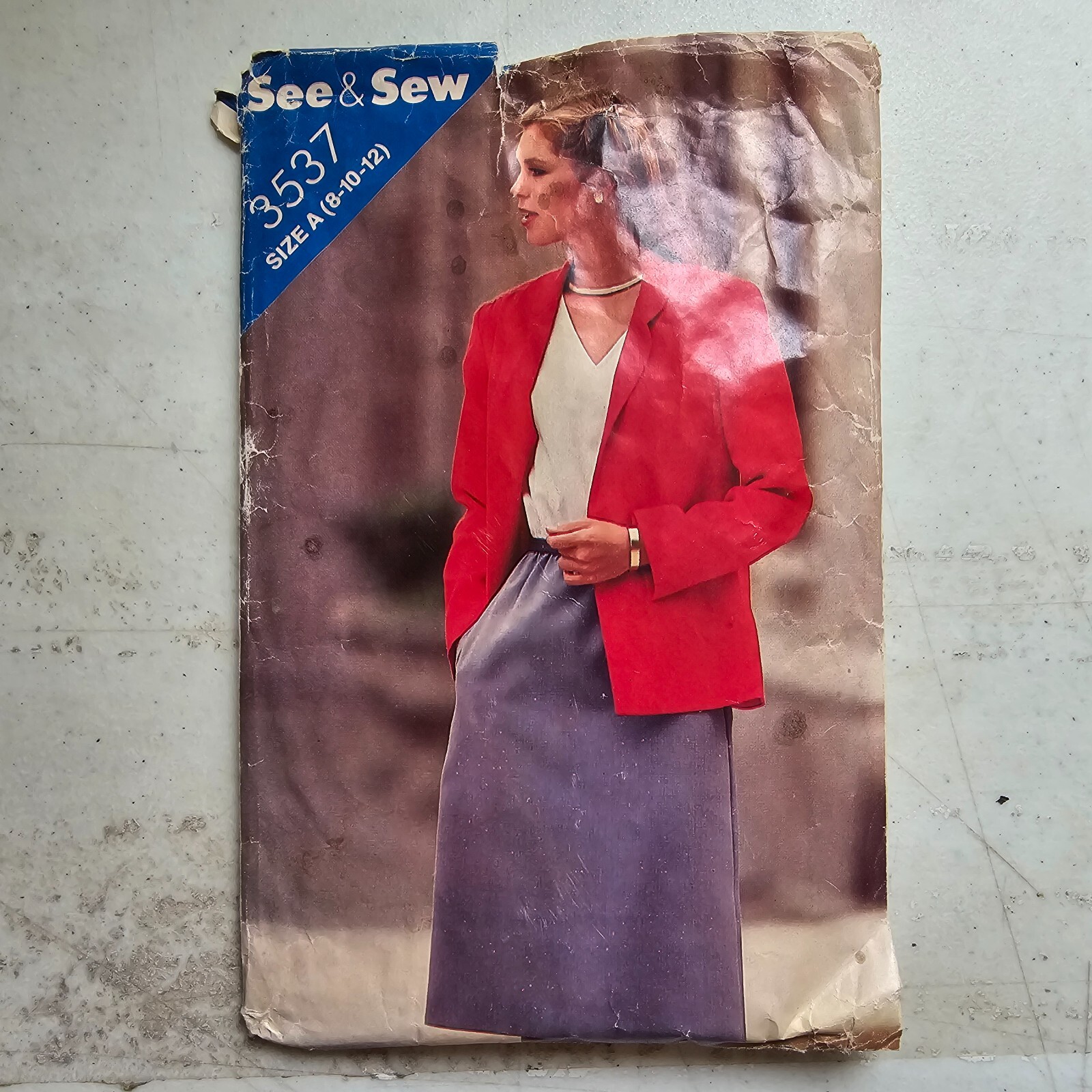 Vtg Butterick Pattern 3537 Unlined Jacket Dress Elastic Waist Miss 8-12 CUT 80s