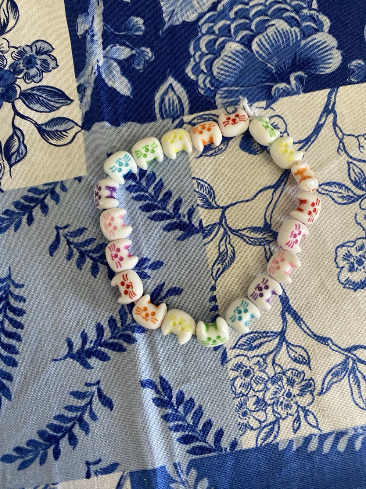 Colorful Cat Beaded Bracelet - Handmade