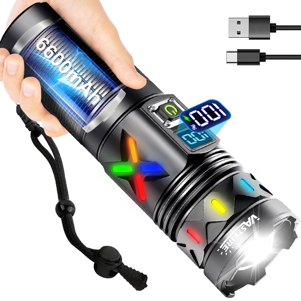 Long Range White Laser LED Flashlight Torch USB Charging Light Telescopic Zoom