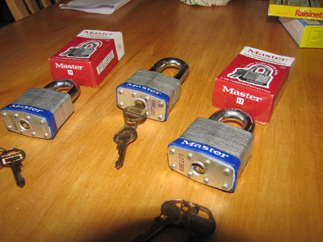 (3) Vintage MASTER LOCK No. 17 Super Security PADLOCKS NOS Keyed Alike BOXED