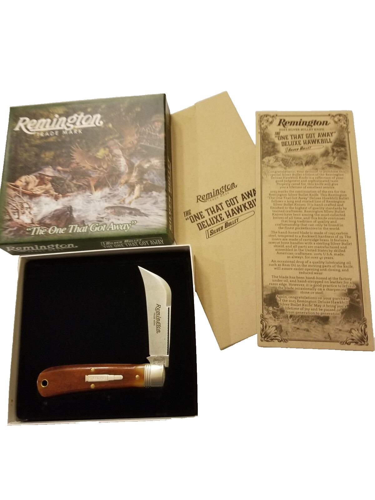 REMINGTON "2023 SILVER BULLET" KNIFE - DELUXE HAWKBILL  #R693SB - USA - NIB
