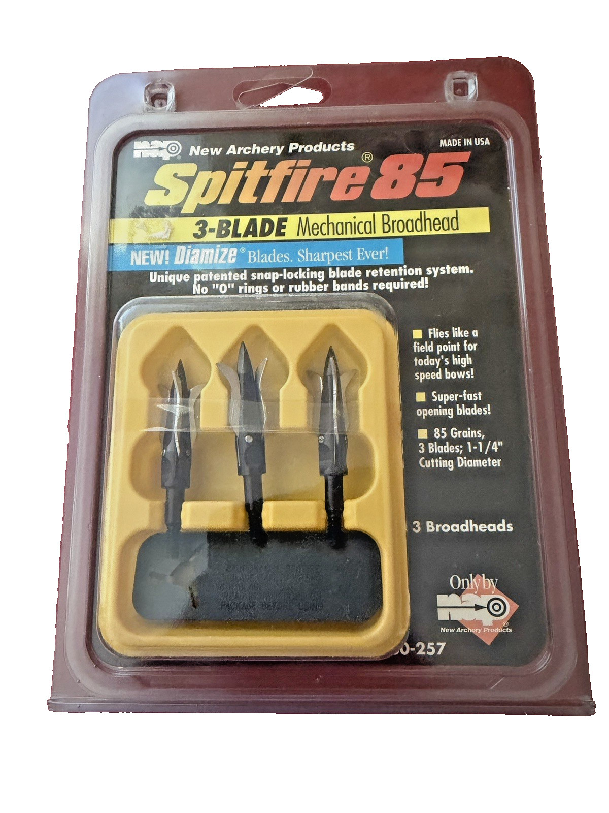 SPITFIRE 85 - 3-BLADE MECHANICAL BROADHEADS - ARCHERY - DIAMIZE BLADES -SHARPEST