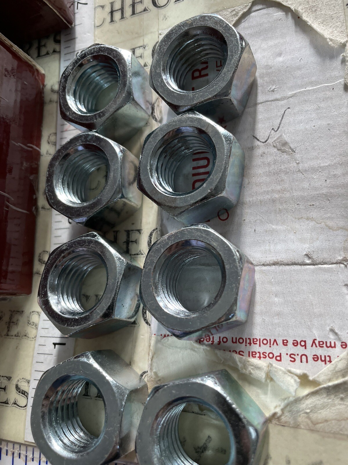 15 PK  7/8-9 Finished Hex Nuts  Coarse Zinc Blue Plated Steel