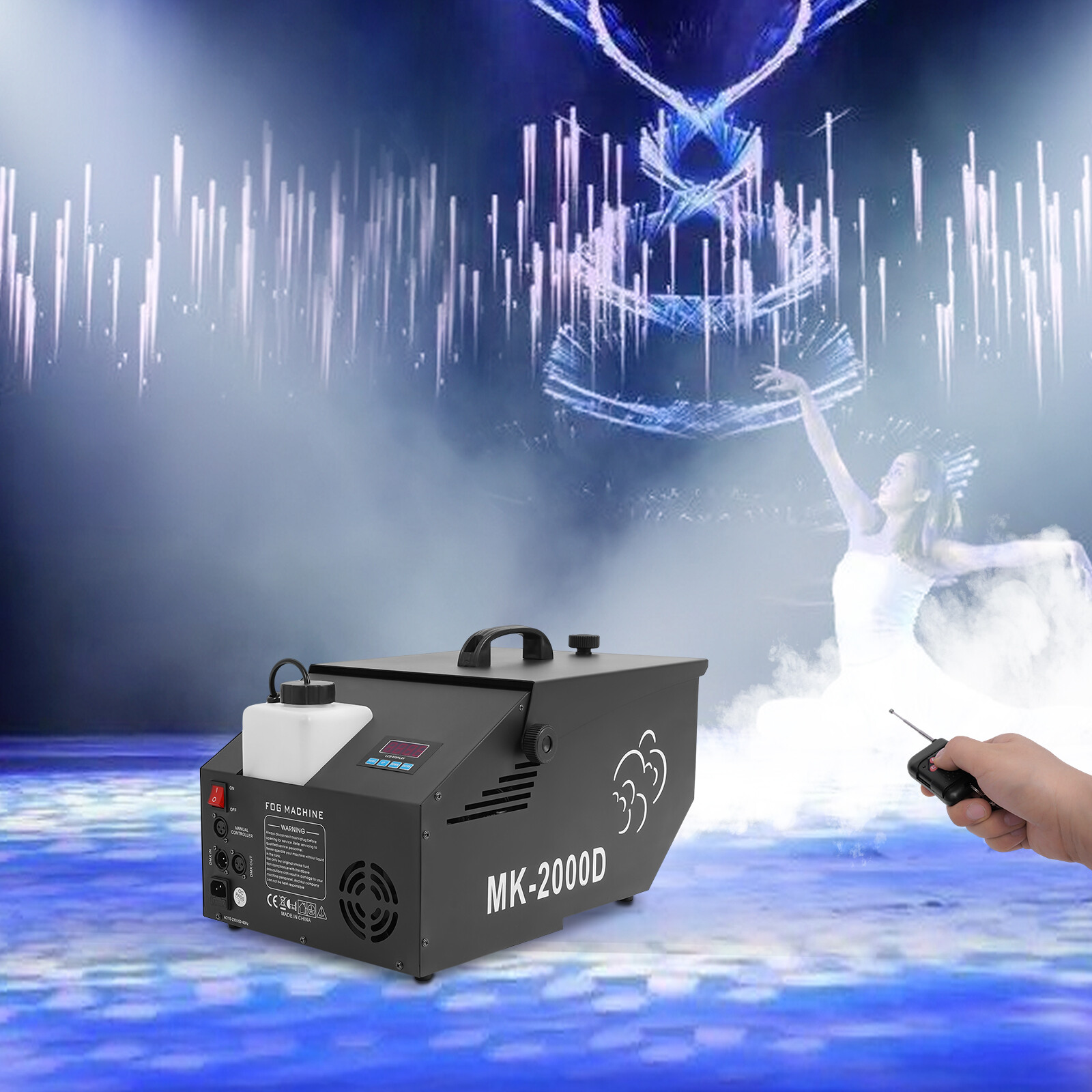 1200W Low-Lying Smoke Fog Machine DMX Wireless Stage Fog Machine Fogger 5000CFM