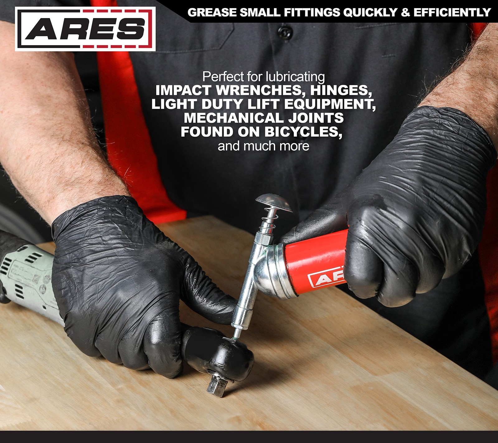 ARES 53010 – 3-Ounce Push-Type Mini Grease Gun - Needle 3oz