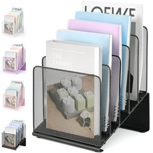 File Organizer for Desk, File Folder Organizer with 5-Section Vertical Black