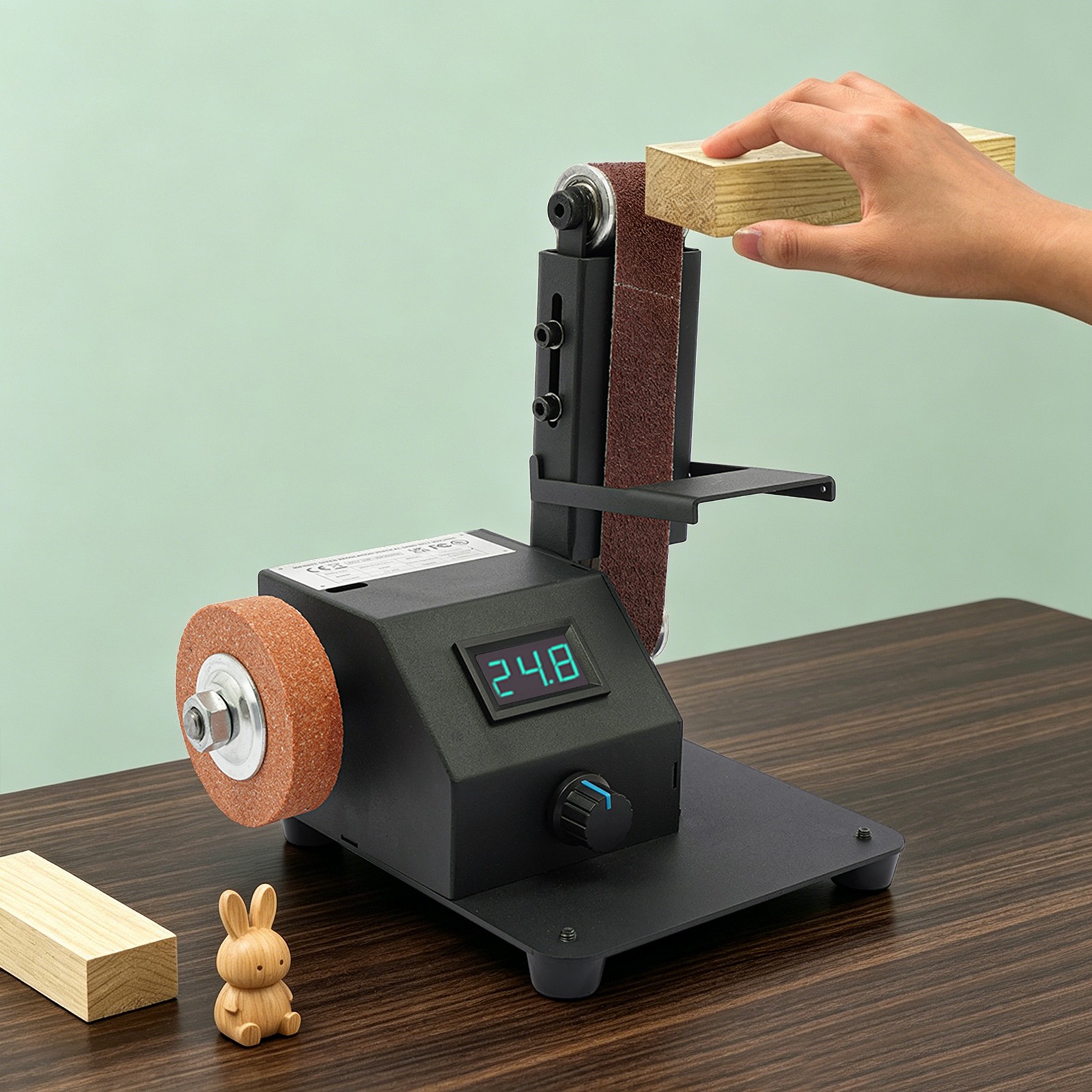 Belt Sander Bench Grinder Knife Sharpener Tool w/10 Belts Table Polishing Sander