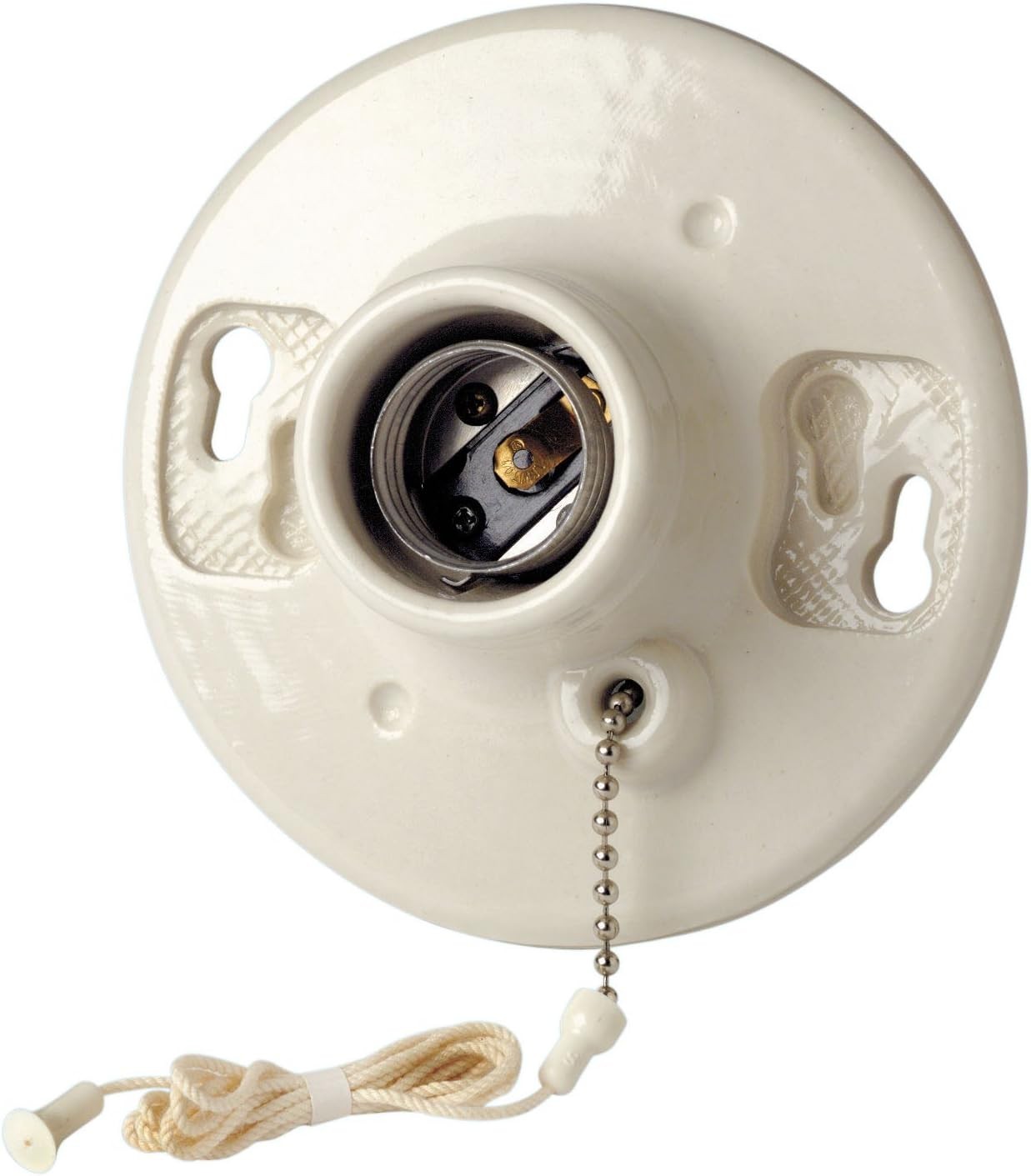 Leviton Porcelain Lampholder, Outlet Box Mount, Pull Chain, Incandescent